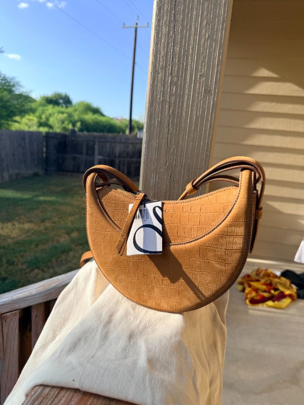 Polene numero dix w/dust bag (Crocodile Nubuck Cinnamon)